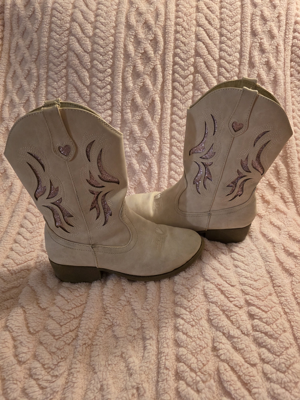 Pink Glitter Accent Cowgirl Boots Size 4M